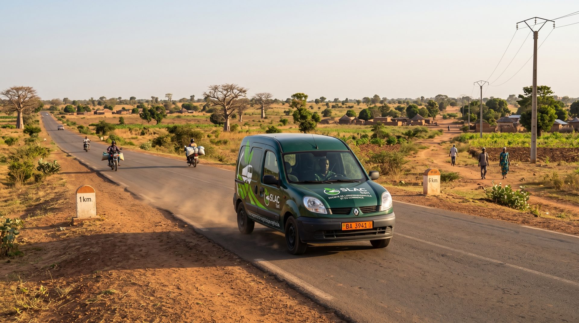 Camion SLAC SARL transportant des produits agricoles au Bénin
